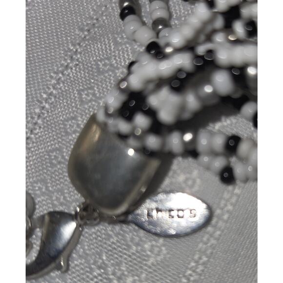 Chicos Black White Beaded Statement Necklace Small beads Costume 20" Indian - Picture 11 of 11